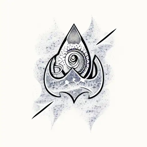 Arabic words with waves shark as sleeve on the arm tattoo design idea