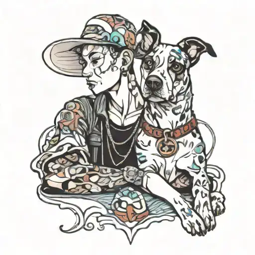 dog and owner tattoo design idea