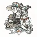 dog and owner tattoo design idea