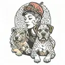 dog and owner tattoo design idea