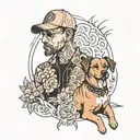 dog and owner tattoo design idea