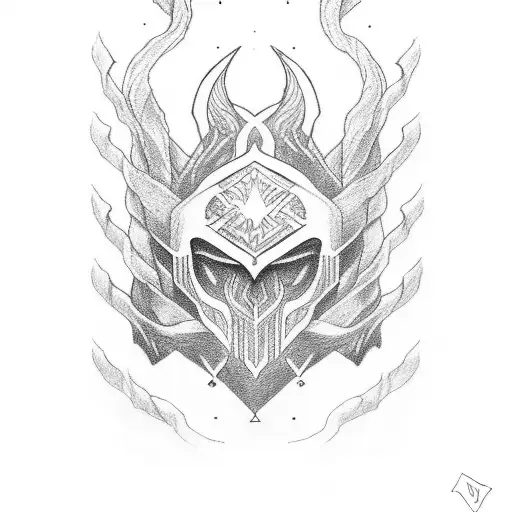 very simple elden ring themed tattoo using only black lines tattoo design idea