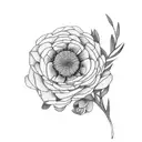 curved olive branch flowers butterfly  tattoo design idea