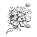 curved olive branch flowers butterfly  tattoo design idea