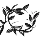 curved olive branch flowers tattoo design idea