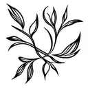 curved olive branch flowers tattoo design idea