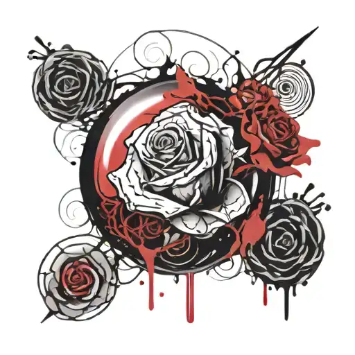 Beautiful struggle in bubble font with roses and barbwire tattoo design idea