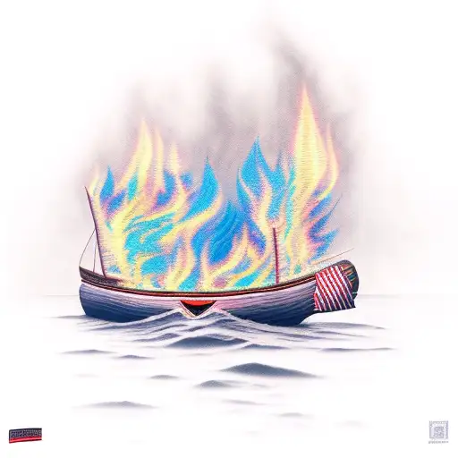 Burning Boat tattoo design idea