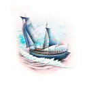 Burning Boat tattoo design idea