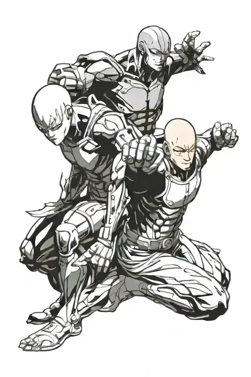 saitama and genos tattoo design idea