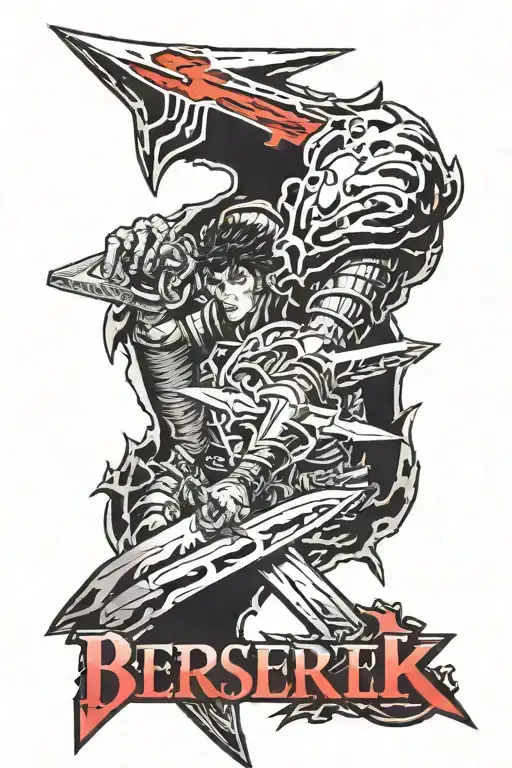 Berserk logo with Guts Sworde in the middle tattoo design idea