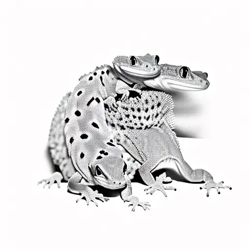 leopard gecko and crested gecko tattoo design idea