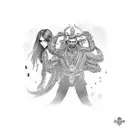 dad and 2 daughters tattoo design idea