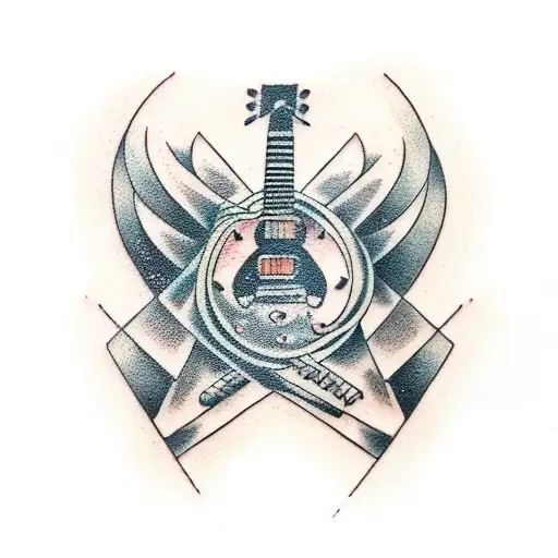 Rock guitar in the style of vector graphics, tattoo
