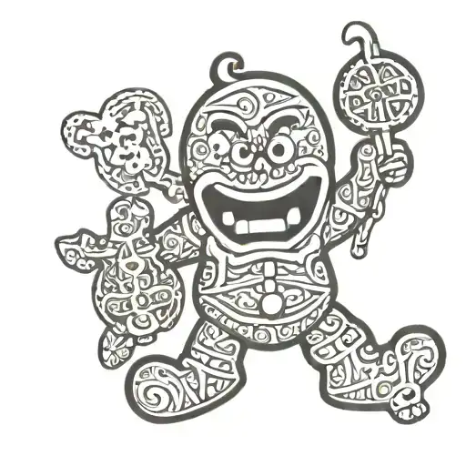 Gingerbread Man from shrek broken head profile holding tattoo design idea