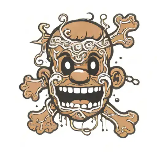 Gingerbread Man from shrek broken head surrounded tattoo design idea