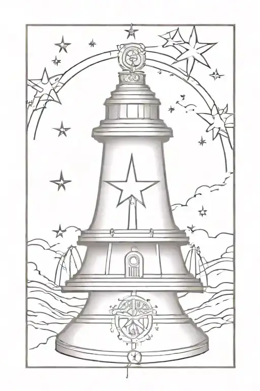 North Star, Lock, Liberty Bell reading tattoo design idea