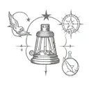 North Star, Lock, Liberty Bell reading tattoo design idea