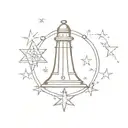 North Star, Lock, Liberty Bell reading tattoo design idea