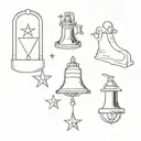 North Star, Lock, Liberty Bell reading tattoo design idea