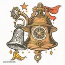 North Star, Lock, Liberty Bell  tattoo design idea