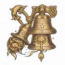 North Star, Lock, Liberty Bell  tattoo design idea