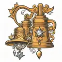 North Star, Lock, Liberty Bell  tattoo design idea
