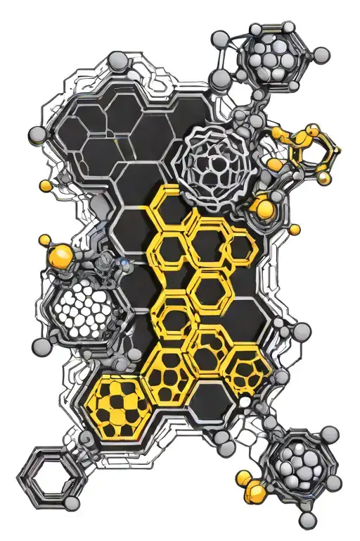 honeycomb pattern with molecular structures tattoo design idea