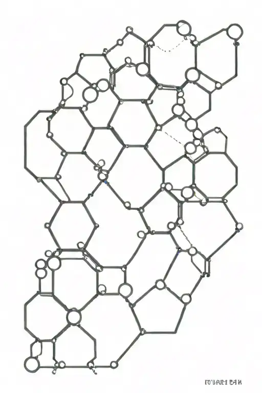 honeycomb pattern with molecular structures tattoo design idea