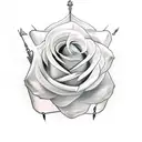  Sword Crown rose tattoo design idea