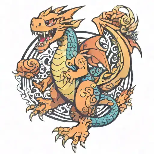 charizard japanese style tattoo design idea