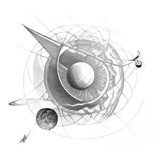 mechanical model of the solar system gustave dore tattoo design idea