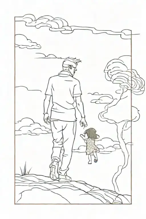 daddy give heaven some hell daughter walking tattoo design idea