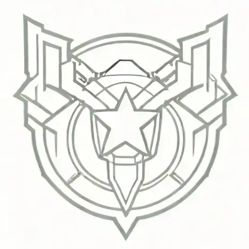 captain america and thor hammer logo tattoo design idea