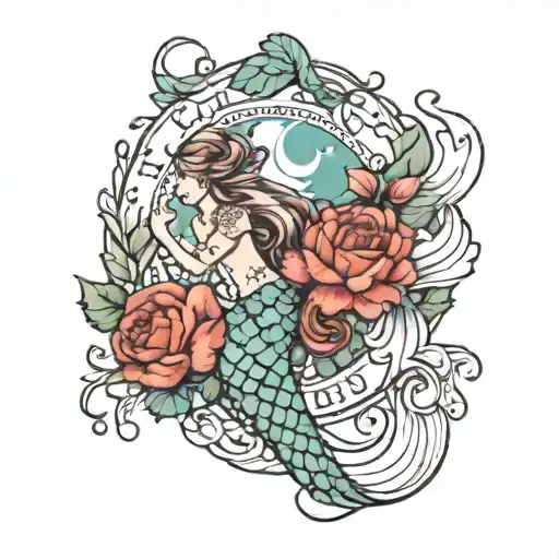 traditional mermaid   tattoo design idea