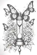 hourglass, butterfly  tattoo design idea