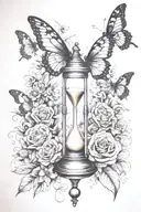 hourglass, butterfly  tattoo design idea