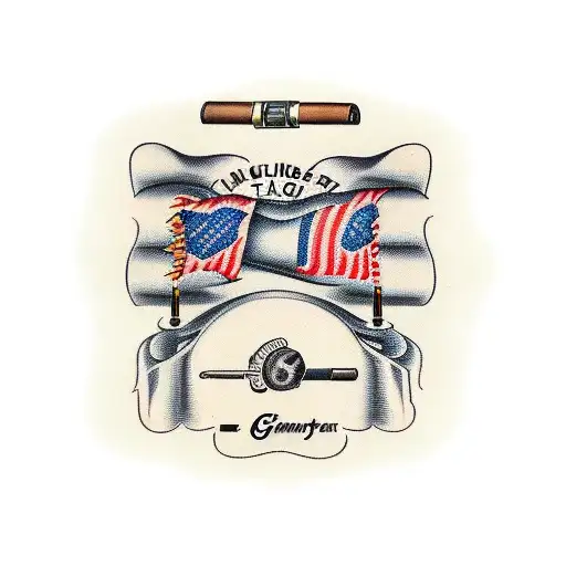 guns, cigars and whisky tattoo design idea