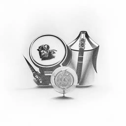 pistols, cigars and whisky tattoo design idea