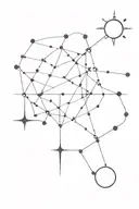 big dipper and little dipper highlight the north star. in the big dipper line work incude Mami in morse code tattoo design idea