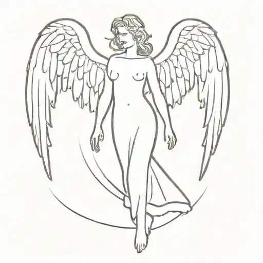 unknown angel on a frozen lake   tattoo design idea