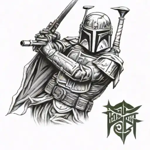 boba fett as a samurai warrior tattoo design idea
