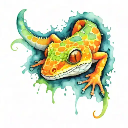 gecko full color tattoo design idea