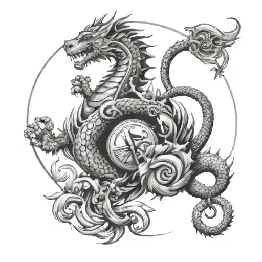 zodiac sign Leo and Libra with dragon tattoo design idea