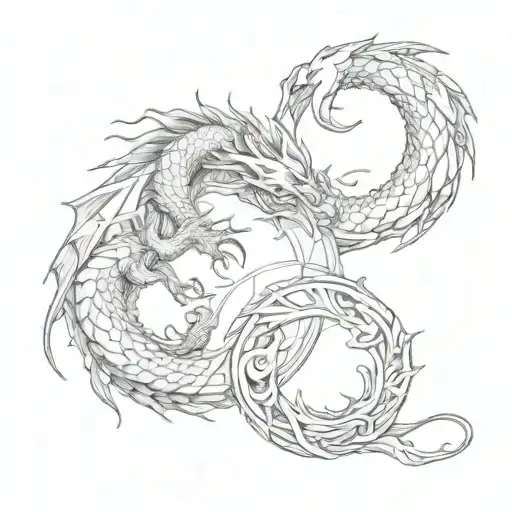 dragon and rabbit in the form of a yin symbol tattoo design idea