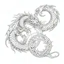 dragon and rabbit in the form of a yin symbol tattoo design idea