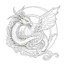 dragon and rabbit in the form of a yin symbol tattoo design idea