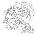 dragon and rabbit in the form of a yin symbol tattoo design idea
