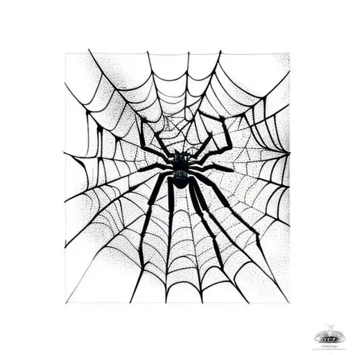 Spider web on the knee that a spider is walking on and Spiderman is hanging from it tattoo design idea
