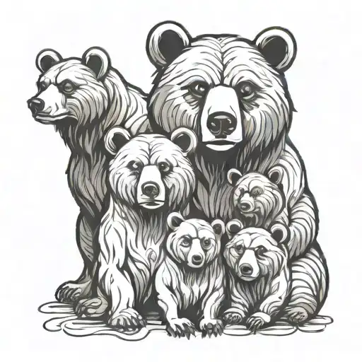 bear family tattoo design idea